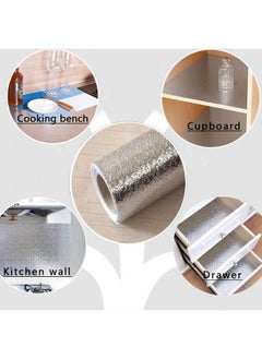 FEELING MALL 2.5 M Aluminum Foil Self Adhesive Diy Kitchen Anti Oil Contact Paper Peel Stick Wall Stickers Waterproof Wallpaper Decal Stove Cabinets Countertops Sticker Drawer Shelve Liner Silver  - Image 3