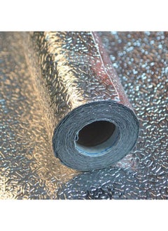 FEELING MALL 2.5 M Aluminum Foil Self Adhesive Diy Kitchen Anti Oil Contact Paper Peel Stick Wall Stickers Waterproof Wallpaper Decal Stove Cabinets Countertops Sticker Drawer Shelve Liner Silver  - Image 1
