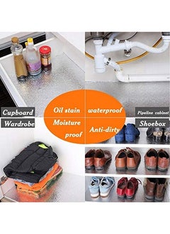 FEELING MALL 2.5 M Aluminum Foil Self Adhesive Diy Kitchen Anti Oil Contact Paper Peel Stick Wall Stickers Waterproof Wallpaper Decal Stove Cabinets Countertops Sticker Drawer Shelve Liner Silver  - Image 5