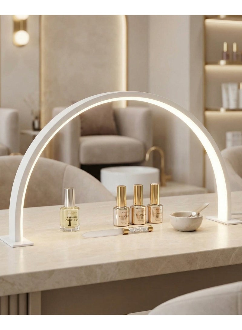 Circuit Green Salon 25W LED Half-Moon Desk Lamp 23" (55cm) – White Aluminium + PS Adjustable 3-Color Light 3000K/4500K/7000K for Nail, Lash, Tattoo, Spa & Beauty Workstations, USB Power - Image 1