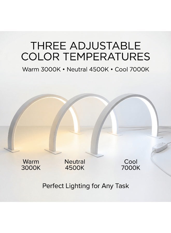 Circuit Green Salon 25W LED Half-Moon Desk Lamp 23" (55cm) – White Aluminium + PS Adjustable 3-Color Light 3000K/4500K/7000K for Nail, Lash, Tattoo, Spa & Beauty Workstations, USB Power - Image 3