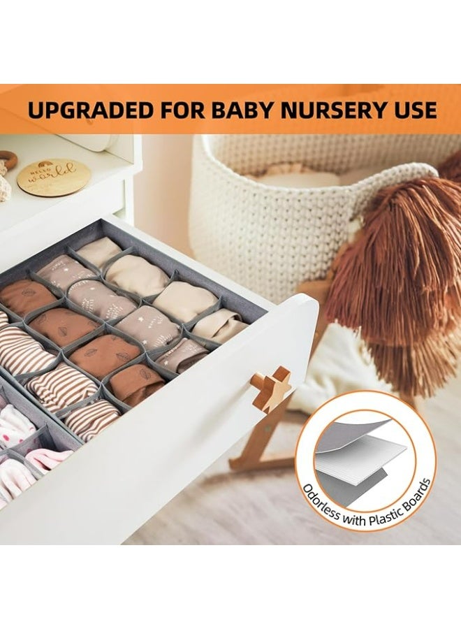 3 Pack Modern Drawer Organizers, 64 Cell Fabric Foldable Cabinet Closet Organizers and Storage Boxes for Storing Socks, Underwear, Ties (16+24+24 Cell, Grey) - Image 2