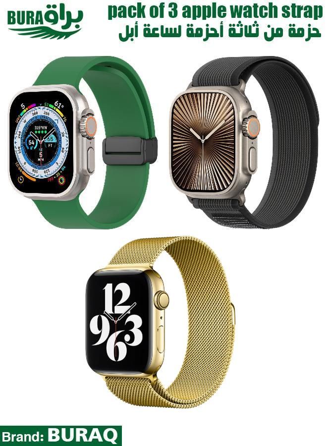 BURAQ Apple Watch Band Strap For Apple Watch Ultra 2/Ultra 49mm, Series 10 46mm, 9/8/7 45mm, SE2/SE/6/5/4 44mm, 3/2/1 42mm