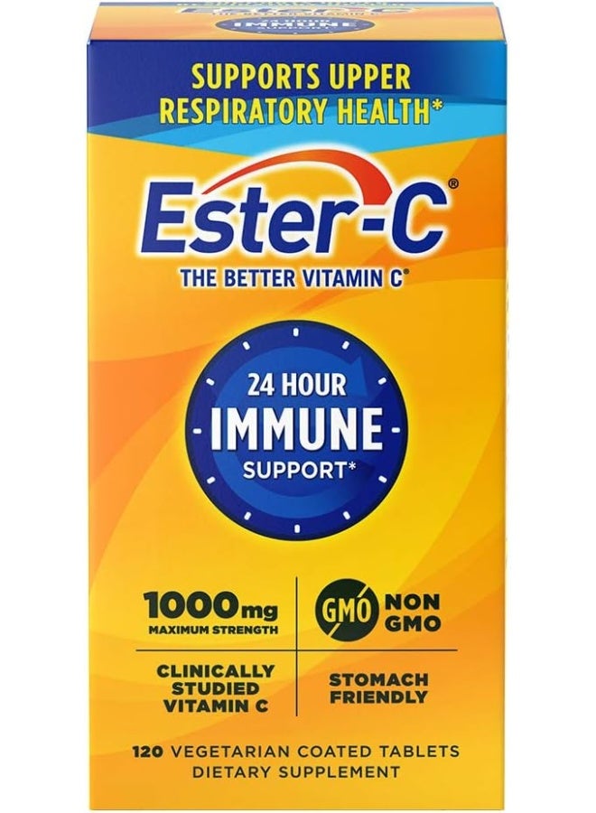 Ester - C Ester-C Vitamin C 1000 mg Coated Tablets, Immune System Booster, Stomach-Friendly Supplement, 120 Count - Image 1