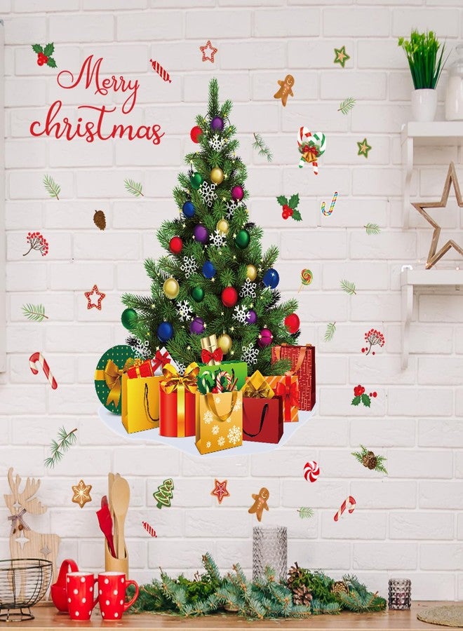 Amtoodopin Large Christmas Tree Wall Decals Xmas Pine Tree Wall Stickers Merry Christmas Quote Window Clings Peel and Stick Removable Vinyl DIY Wall Art for Nusery Playroom Bedroom - Image 2