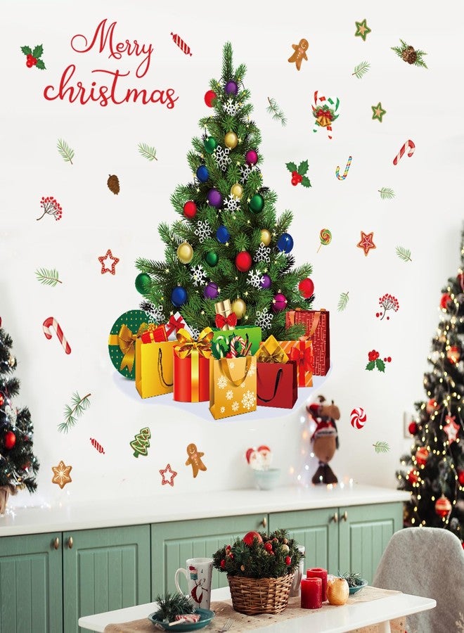 Amtoodopin Large Christmas Tree Wall Decals Xmas Pine Tree Wall Stickers Merry Christmas Quote Window Clings Peel and Stick Removable Vinyl DIY Wall Art for Nusery Playroom Bedroom - Image 3