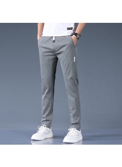 Generic 2023 Spring Summer New Mens Casual Straight-Leg Slim Fit Smooths Your Silhouette Elastic Sweatpants Trendy Cargo Pants Youth 511 light gray-HC 