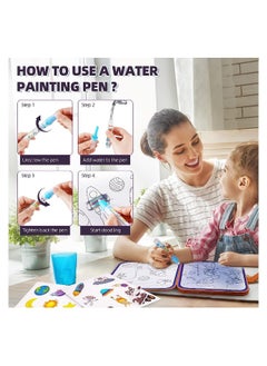 Generic Magic Water Coloring Books for Kids - 2 in 1 Reusable Art Set with Pen & Stickers, Fun Animal & Space Themes for Boys & Girls Ages 2-5  - Image 4
