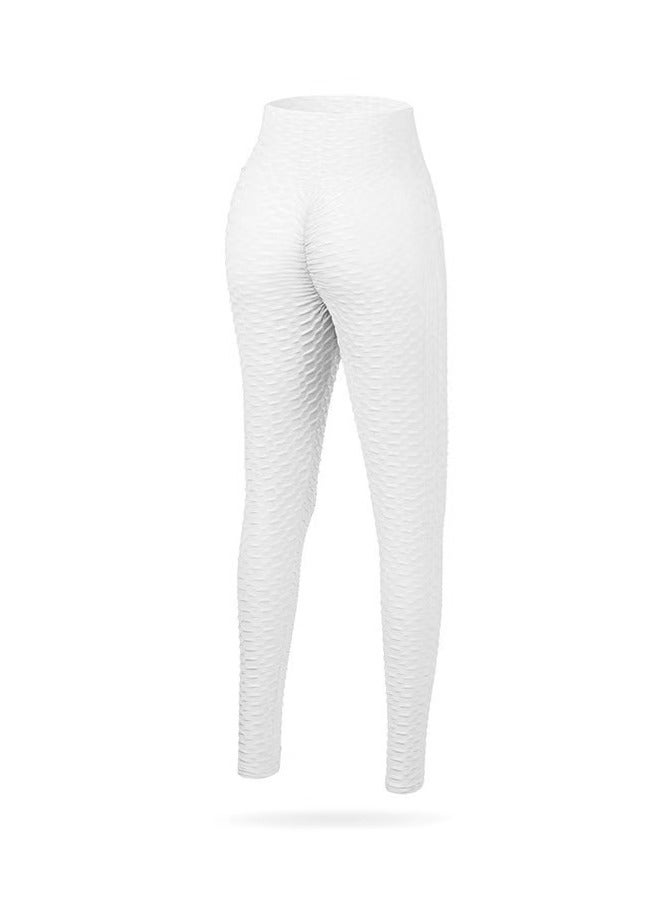 Loquat Women's Fashion High Waist Tight Exercise Fitness Jacquard Bubble Yoga Sweatpants 