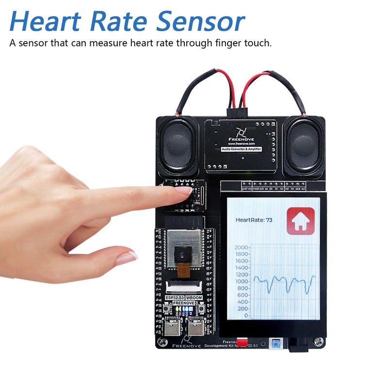 Freenove Development Kit for ESP32-S3 ESP32 S3 CAM (Included), Dual-core 32-bit 240 MHz Microcontroller, Onboard Camera Wireless, Touch Screen Stereo Speakers Heart Rate Sensor, Tutorial Code - Image 5