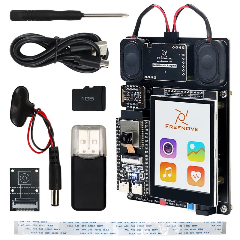 Freenove Development Kit for ESP32-S3 ESP32 S3 CAM (Included), Dual-core 32-bit 240 MHz Microcontroller, Onboard Camera Wireless, Touch Screen Stereo Speakers Heart Rate Sensor, Tutorial Code - Image 1
