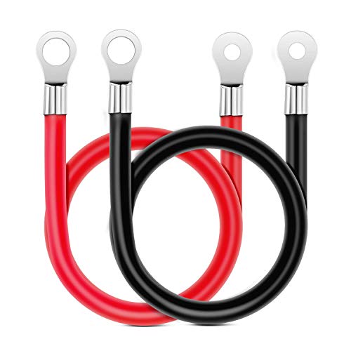 Nilight كابلات عاكس الطاقة بطول 20 بوصة من نيلايت 6 AWG لكل بطارية مع أطراف سلكية مغطاة بالقصدير حمراء وسوداء 3/8 بوصة لوجز نحاسية متوازية خالية من الأكسجين للسيارات والدراجات النارية والطاقة الشمسية - Image 1
