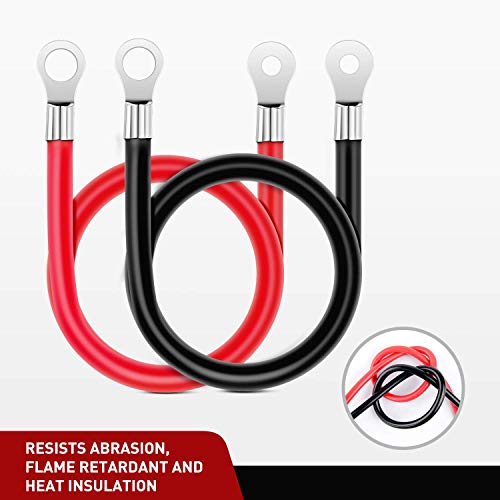 Nilight كابلات عاكس الطاقة بطول 20 بوصة من نيلايت 6 AWG لكل بطارية مع أطراف سلكية مغطاة بالقصدير حمراء وسوداء 3/8 بوصة لوجز نحاسية متوازية خالية من الأكسجين للسيارات والدراجات النارية والطاقة الشمسية - Image 5