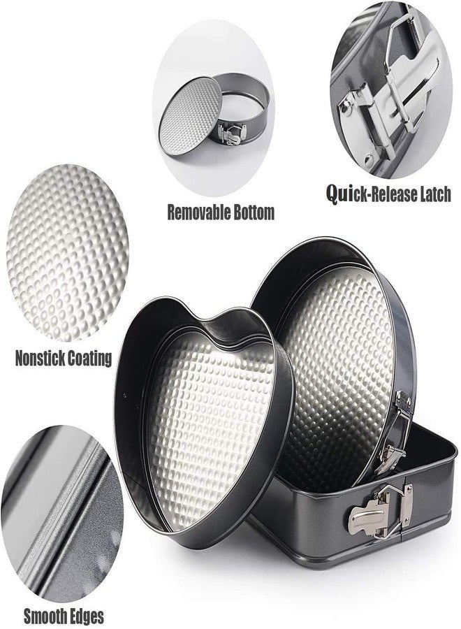 NEXT ANGLE STOREMART Cake Tin - Set of 3 - Heart Square Round Shapes with Loose Base - Non-Stick Quick Release Baking Pan Shapes - Great for Sponge Cakes and Cheesecakes (Multicolor) - Image 5