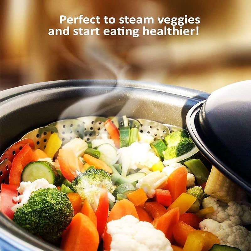 GaxQuly GaxQuly Stainless Steel Vegetable Fruit Steamer Punching Food Drain Bowl Basket, Steamer for Cooking Vegetables, Momos, Veggie, Fish, Seafood, Fruits, Fits Various Pot Sizes - Dishwasher Safe Fits Various Size Pot  - Image 2