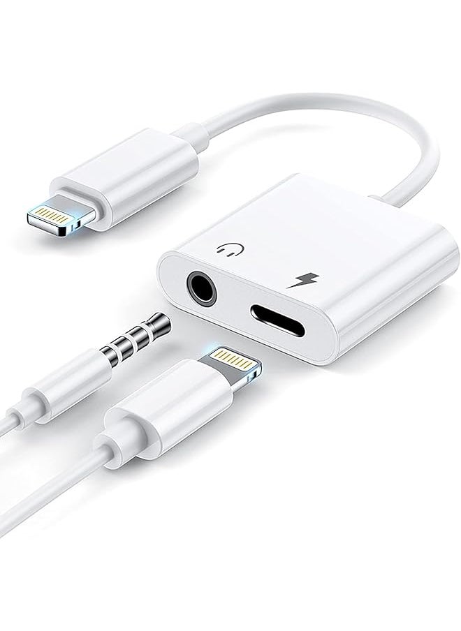 erorex - Headphone Adapter For Iphone 2 In 1 Lightning To 3.5Mm Audio Dongle Headphone Accessories Compatible With Iphone 14 13 Xr - Image 1