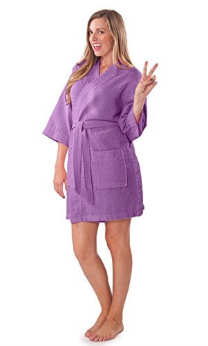 Turquaz Lightweight Short Robes For Women Waffle Kimono Bathrobe - Soft, Fast-Drying, Long-Lasting Cotton Blend - Image 3