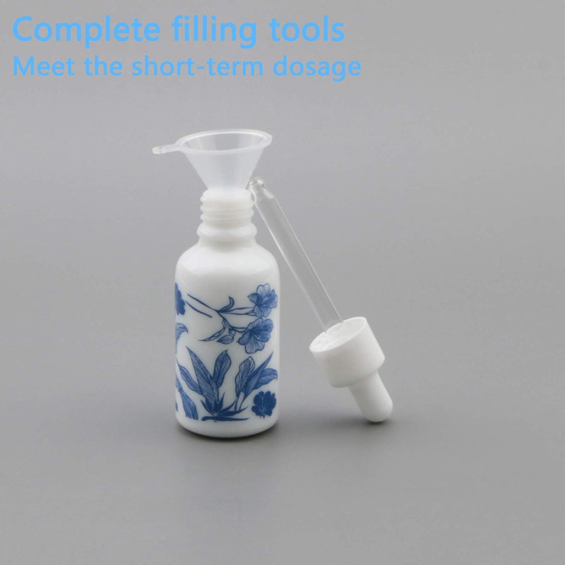 Newzoll 8Pcs 30Ml (1Oz) Dropper Vials Ceramic Perfume Bottles Empty Dropper Bottles Containers Jars For Essential Oils Cosmetic Liquid  Dropping Bottles With 4 Funnels - Image 4