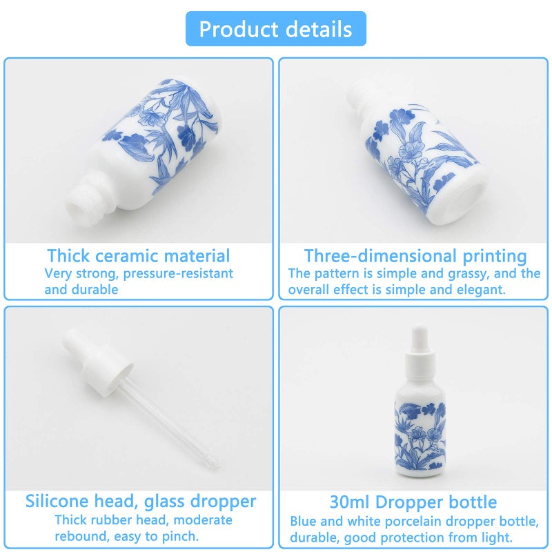Newzoll 8Pcs 30Ml (1Oz) Dropper Vials Ceramic Perfume Bottles Empty Dropper Bottles Containers Jars For Essential Oils Cosmetic Liquid  Dropping Bottles With 4 Funnels - Image 3