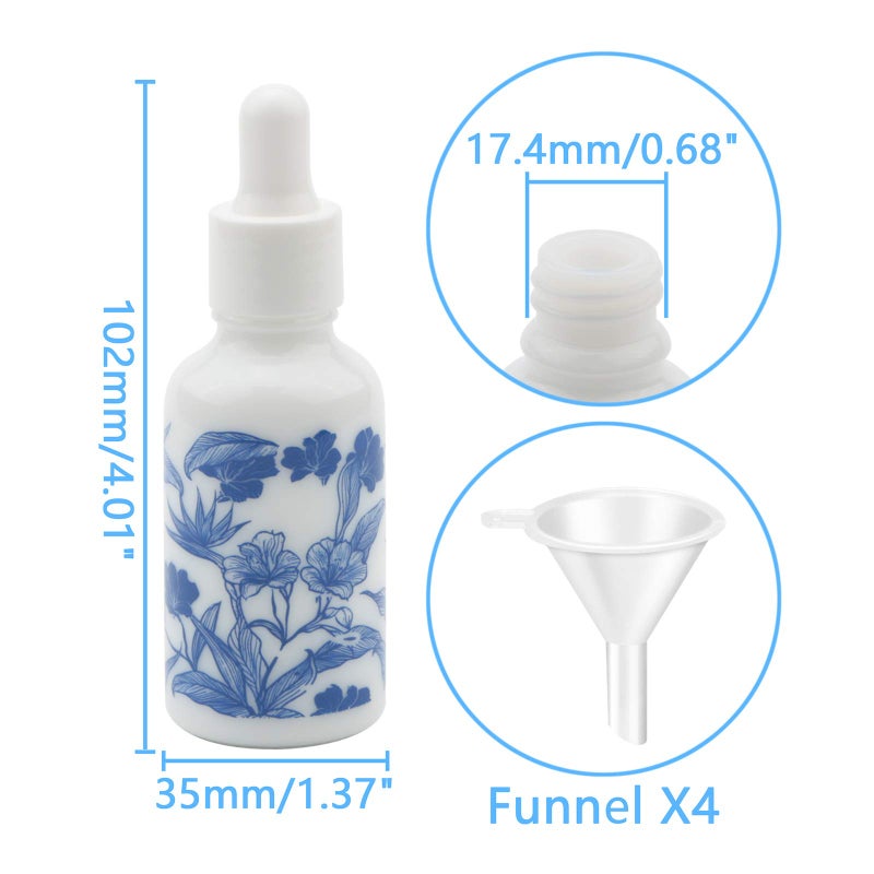 Newzoll 8Pcs 30Ml (1Oz) Dropper Vials Ceramic Perfume Bottles Empty Dropper Bottles Containers Jars For Essential Oils Cosmetic Liquid  Dropping Bottles With 4 Funnels - Image 2
