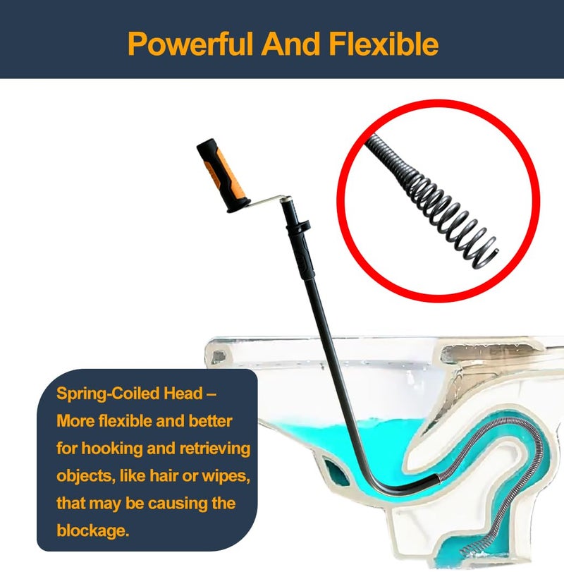 HimaPro Professional Toilet Auger/Closet Auger, 3 Feet Pipe Snake for Unclogging Toilets - Image 4