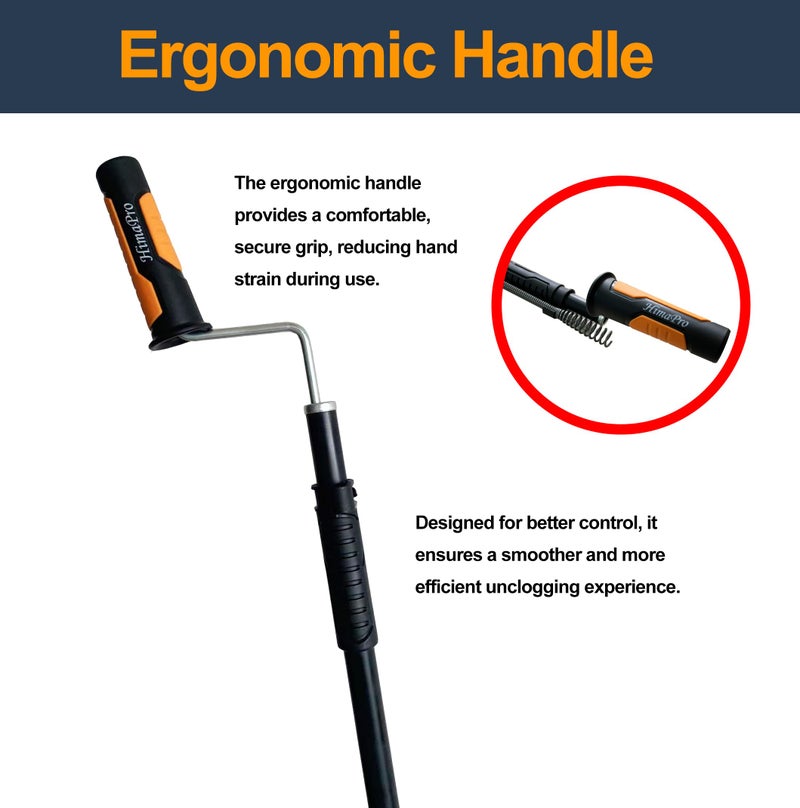 HimaPro Professional Toilet Auger/Closet Auger, 3 Feet Pipe Snake for Unclogging Toilets - Image 5