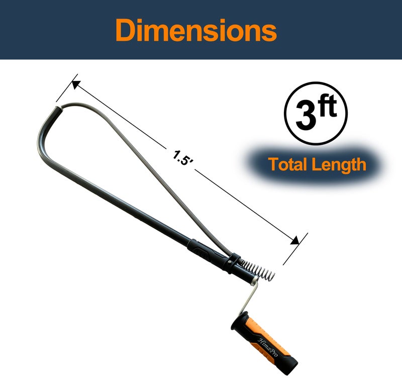 HimaPro Professional Toilet Auger/Closet Auger, 3 Feet Pipe Snake for Unclogging Toilets - Image 3