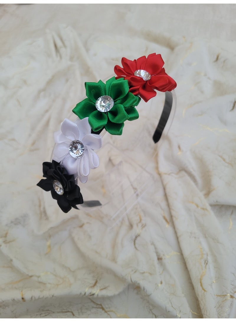 داديز أنجل إكسسوارات شعر للبنات بمناسبة اليوم الوطني لدولة الإمارات العربية المتحدة، زهور حمراء وخضراء وبيضاء وسوداء - Image 3