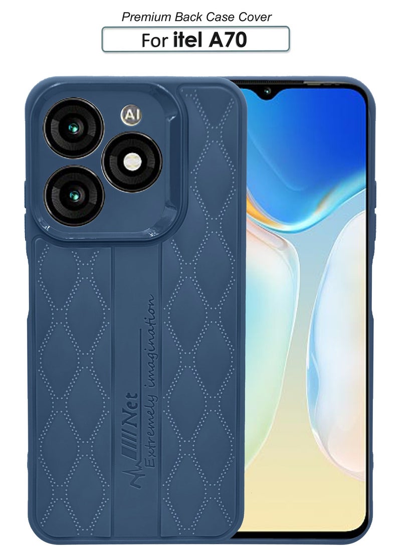 Design Printed Back Cover for itel A70 with Raised Lips for Camera & Screen Protection - ShockProof Design - Stylish Back Cover Case - Navy Blue - Image 1