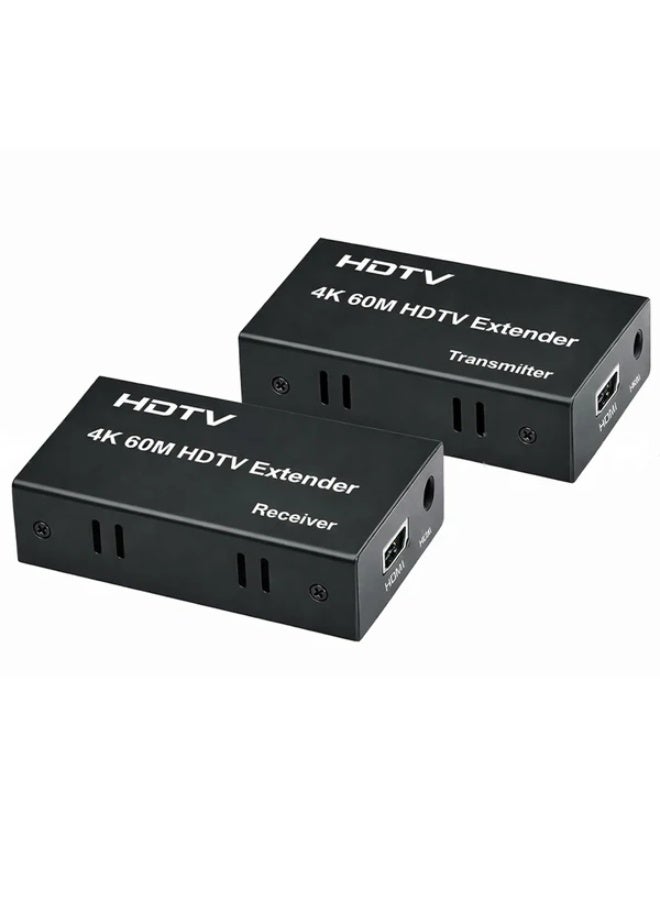 موسع إشارة HDMI بدقة 4K بمدى يصل إلى 60 مترًا عبر كابلات Cat5/Cat6 - نقل إشارة لمسافات طويلة بأداء مستقر موسع إشارة HDMI إلى إيثرنت عالي الجودة يدعم دقة 1080P بشكل موثوق ويوفر اتصالاً مرنًا بالشبكة - Image 1