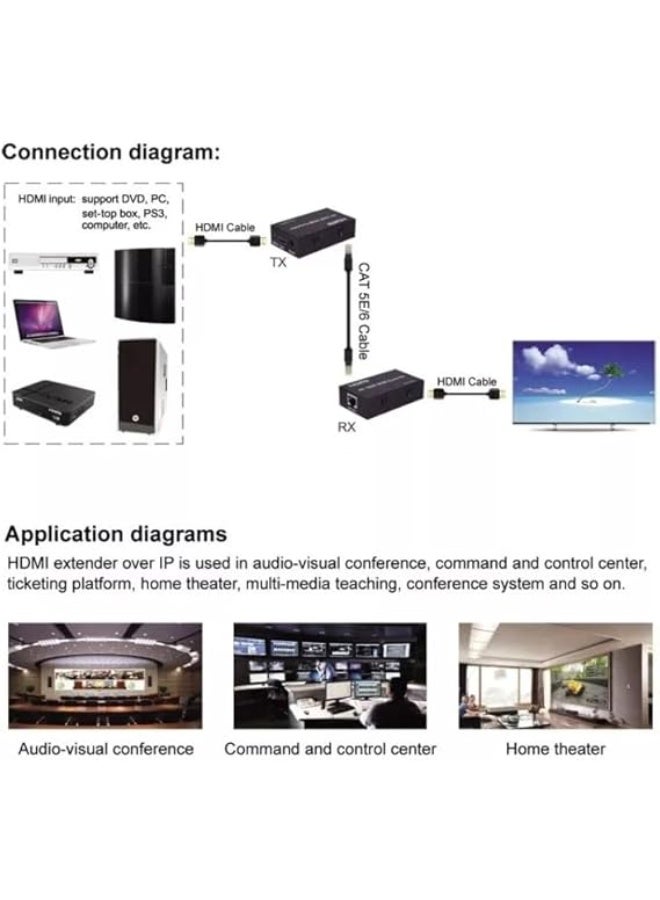 موسع إشارة HDMI بدقة 4K بمدى يصل إلى 60 مترًا عبر كابلات Cat5/Cat6 - نقل إشارة لمسافات طويلة بأداء مستقر موسع إشارة HDMI إلى إيثرنت عالي الجودة يدعم دقة 1080P بشكل موثوق ويوفر اتصالاً مرنًا بالشبكة - Image 4