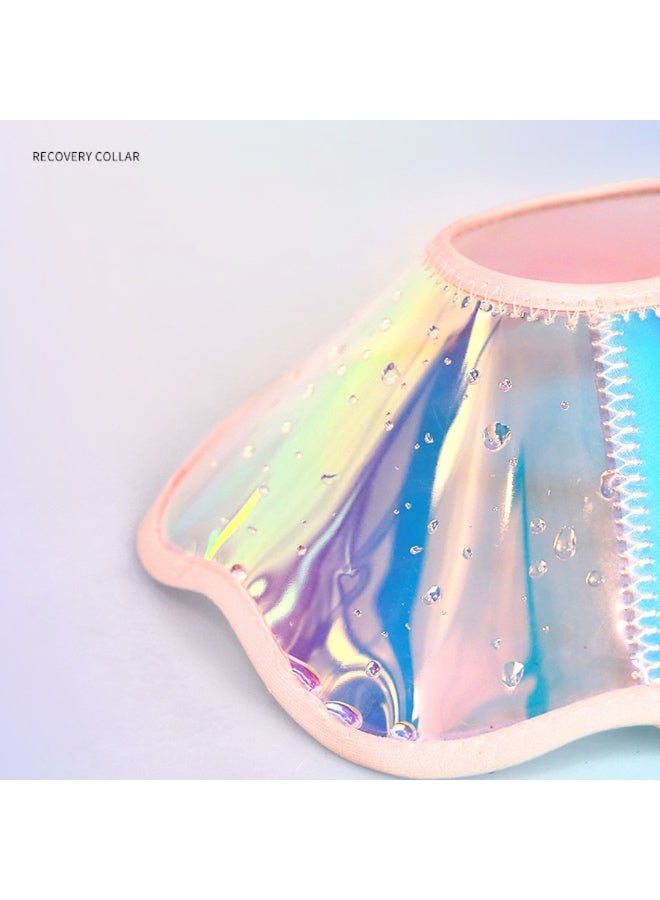 Cat Cone Collar, Laser Folding Elizabeth Collar for Dogs and Cats to Stop Licking Scratching Wounds Soft Lightweight Waterproof Cat Recovery Collar After Surgery (Pink, M) - Image 3