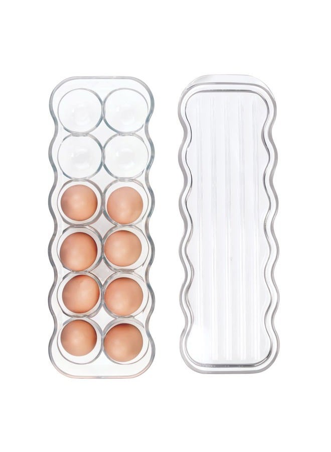 mDesign Stackable Plastic Covered Egg Tray Holder, Storage Container And Organizer For Refrigerator - Dozen-Section Carrier Bin With Lid And Handle - Holds 12 Eggs - Clear - Image 5