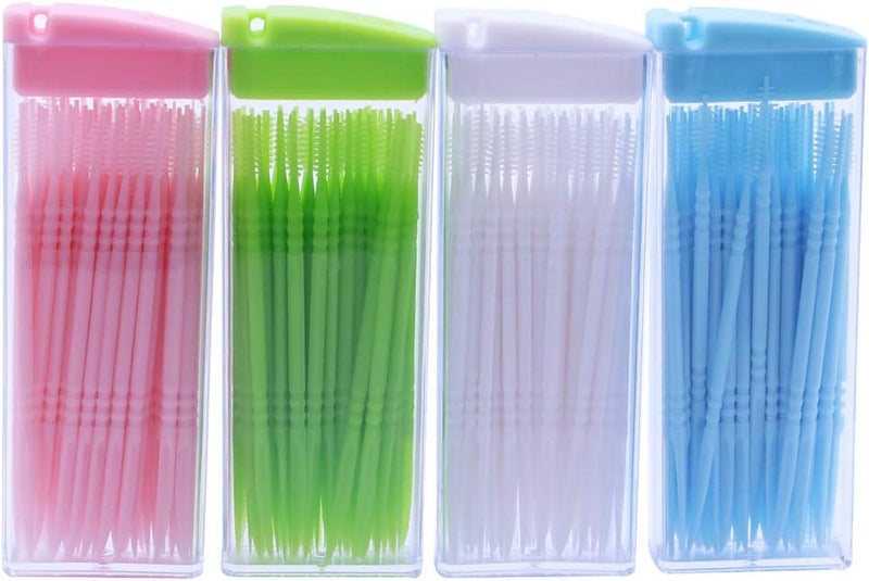 comfrt 200pcs Plastic Toothpicks Double-Ended Toothpicks Brush Teeth Sticks Teeth Cleaning Tool Portable Oral Care Tooth Picks - Image 1