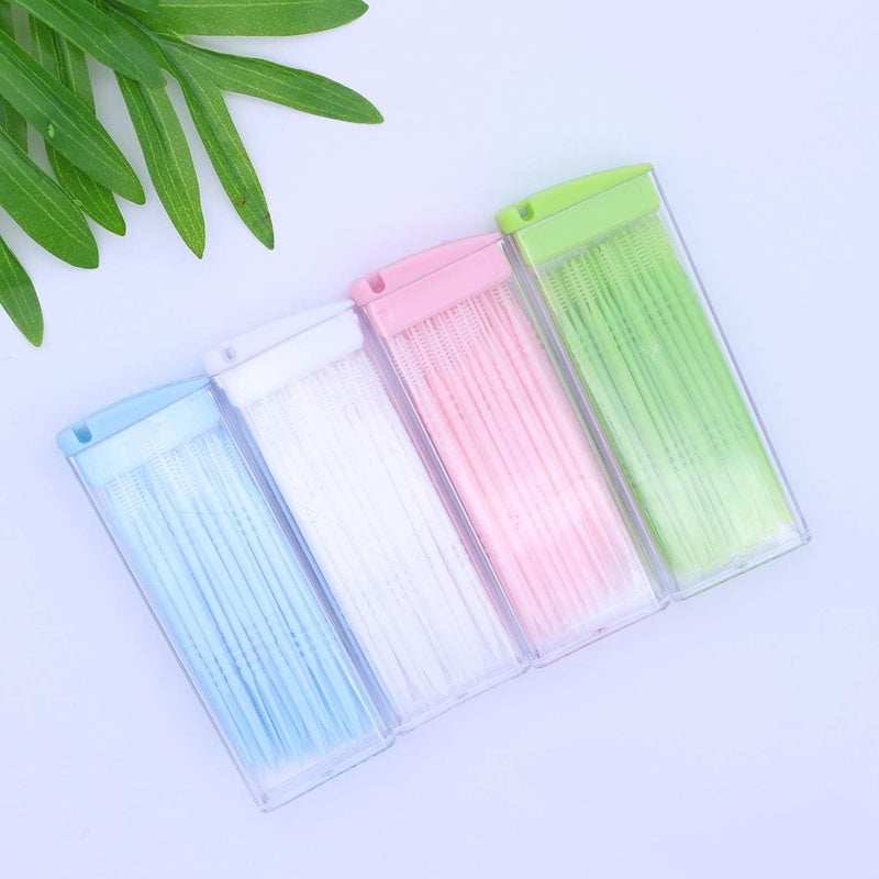 comfrt 200pcs Plastic Toothpicks Double-Ended Toothpicks Brush Teeth Sticks Teeth Cleaning Tool Portable Oral Care Tooth Picks - Image 2