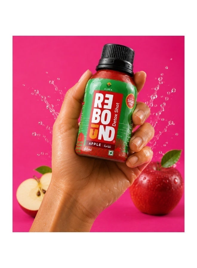 REBOUND مشروب ديتوكس منعش بجرعة واحدة من ريباوند، توابل الكركم، بنكهات التفاح والليمون، خالٍ من السكر، عبوة 4 × 60 مل - Image 3