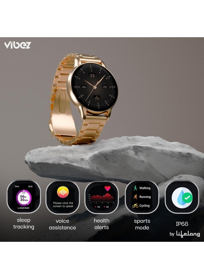 VIBEZ Vibez Glitz Luxury Smart Watch for Women & Gift Box- Stainless Metal Straps,1.39" Display, BT Calling Smartwatch & Jewellery Set for Women, Gifts for Women (Earrings, Necklace, Bracelet, Ring), Gold - Image 3