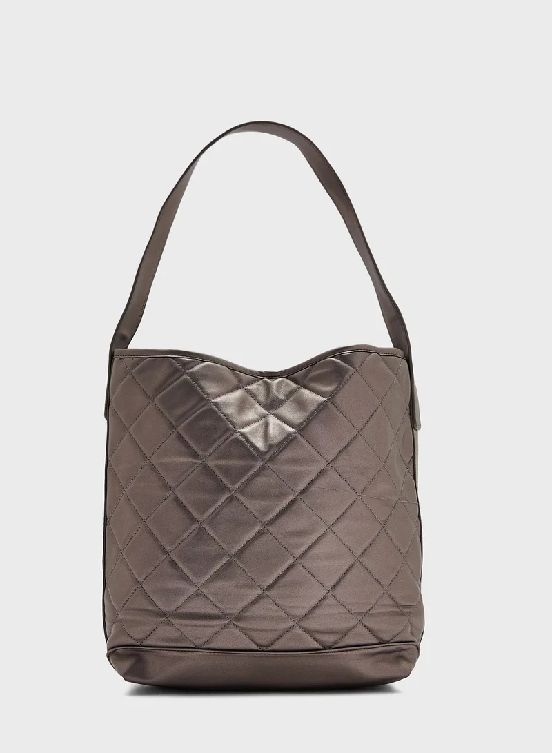 Ginger Metallic Quilted Tote Bag