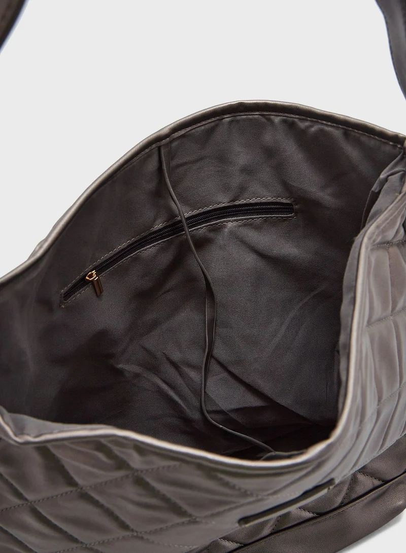 Ginger Metallic Quilted Tote Bag