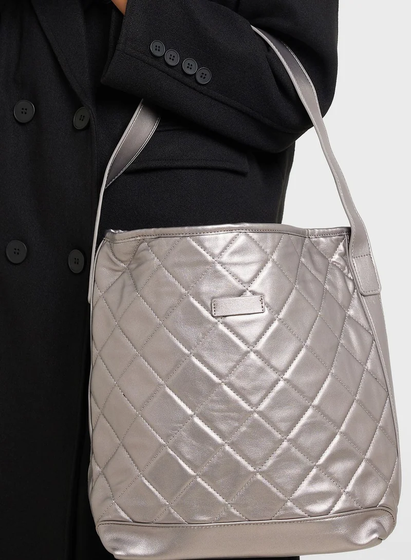 Ginger Metallic Quilted Tote Bag