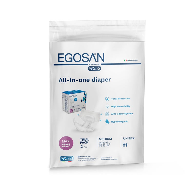 EGOSAN Maxi Incontinence Adult Diaper Brief Maximum Absorbency and Adjustable Tabs for Men and Women (Diapers, 2 Count (Medium Sample)) - Image 1