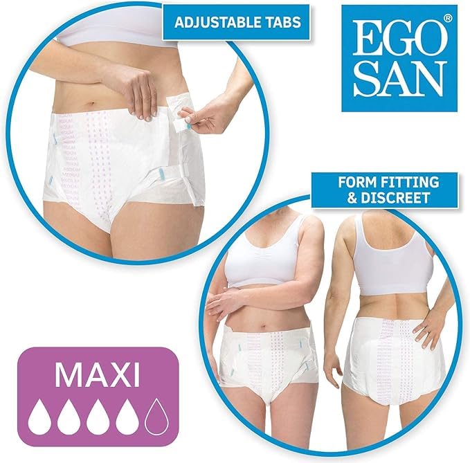 EGOSAN Maxi Incontinence Adult Diaper Brief Maximum Absorbency and Adjustable Tabs for Men and Women (Diapers, 2 Count (Medium Sample)) - Image 3