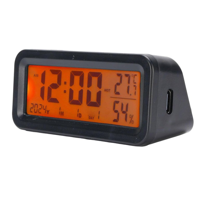 Asixxsix Car Dashboard Clock, Automatic Night Display Digital Clock with Solar Power Type C Charging, Calendar with Temperature Humidity for Car Truck Office Home - Image 5