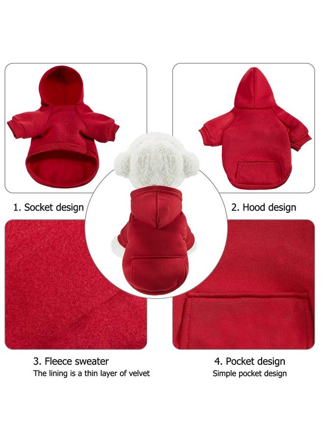 Satinior 2 Pieces Winter Dog Hoodie Warm Small Dog Sweatshirts with Pocket Cotton Coat for Chihuahua Clothes Puppy Costume(S,Dark Blue, Wine Red) - Image 2