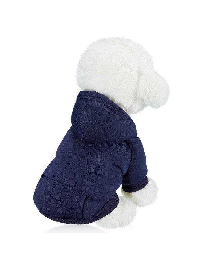 Satinior 2 Pieces Winter Dog Hoodie Warm Small Dog Sweatshirts with Pocket Cotton Coat for Chihuahua Clothes Puppy Costume(S,Dark Blue, Wine Red) - Image 3