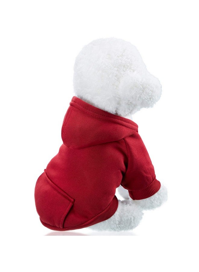 Satinior 2 Pieces Winter Dog Hoodie Warm Small Dog Sweatshirts with Pocket Cotton Coat for Chihuahua Clothes Puppy Costume(S,Dark Blue, Wine Red) - Image 5