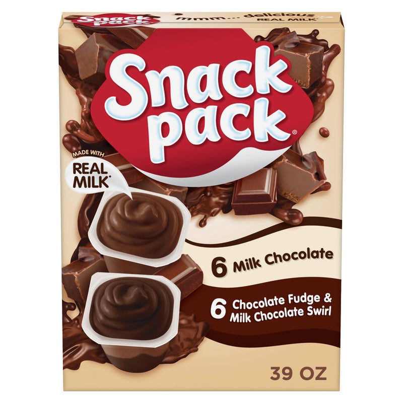 Snack Pack Milk Chocolate and Chocolate Fudge  Milk Chocolate Swirl Pudding Cups 325 oz 12Count Family Pack - Image 3