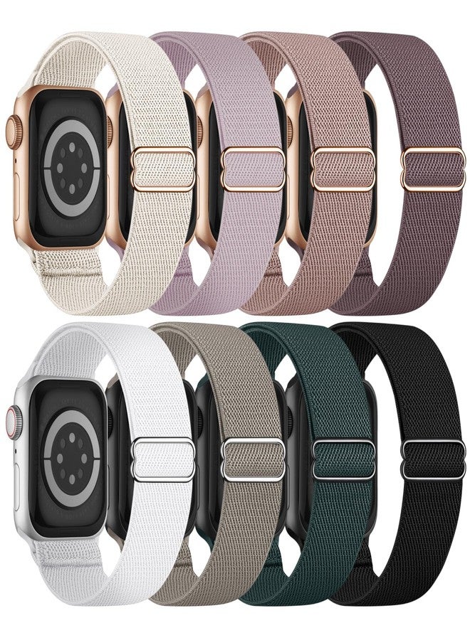 Knossen 8 Pack Stretchy Solo Loop Band Compatible with Apple Watch Bands for Women Men 40mm 38mm 41mm 42mm 44mm 45mm 46mm 49mm, Nylon Braided Elastic Strap for iWatch Series 10 9 8 7 6 SE 5 4 3 Ultra Ultra 2 - Image 1