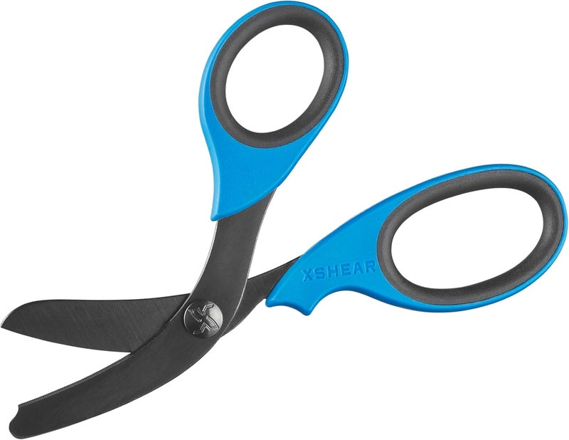 Xshear ® 7.5” Extreme Duty Trauma Shears. Tough and Durable Medical Scissors for the Paramedic, EMT, Nurse or any Emergency Healthcare Provider - Blue/Gray - Image 2