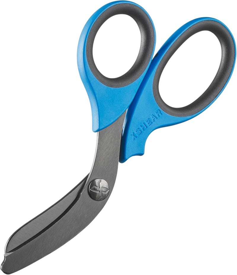 Xshear ® 7.5” Extreme Duty Trauma Shears. Tough and Durable Medical Scissors for the Paramedic, EMT, Nurse or any Emergency Healthcare Provider - Blue/Gray - Image 1